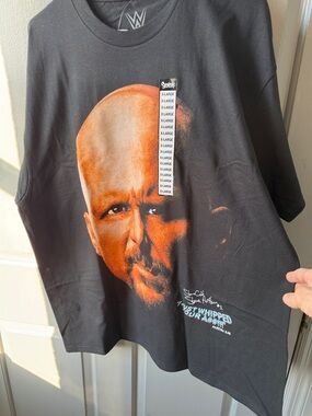 WWE Black Graphic Tee with Orange Face Print